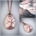 Rose quartz tree of life necklace
