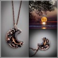 Agate and sapphire crescent moon necklace