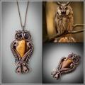 Tiger eye owl necklace