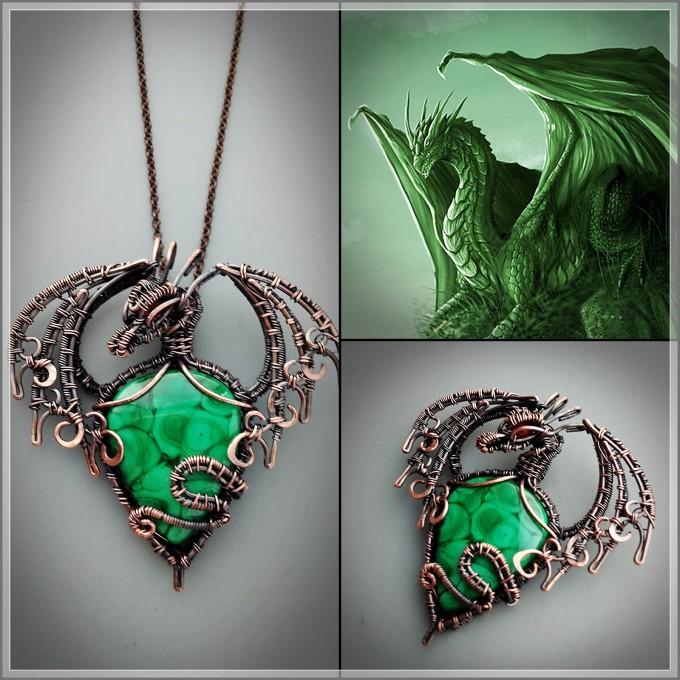 Malachite dragon necklace