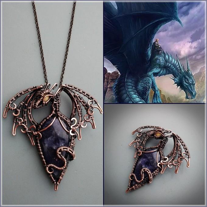 Iolite dragon necklace