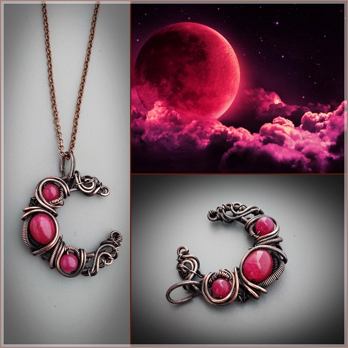 Ruby crescent moon necklace