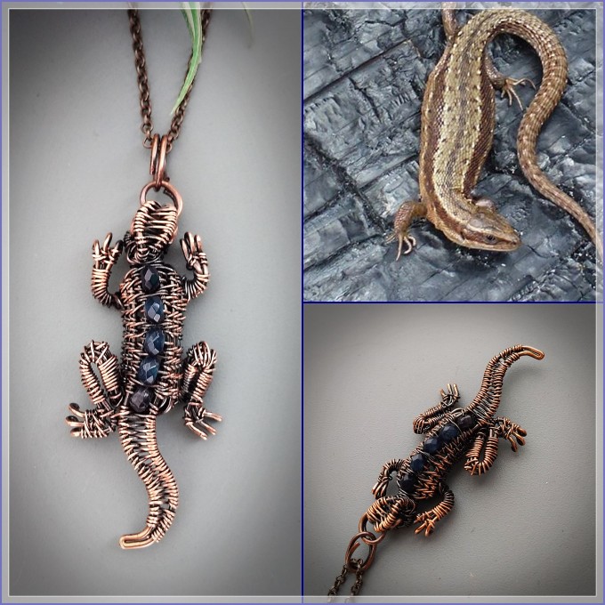 Sapphire lizard necklace