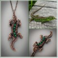 Emerald lizard necklace