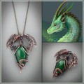 Green agate dragon necklace