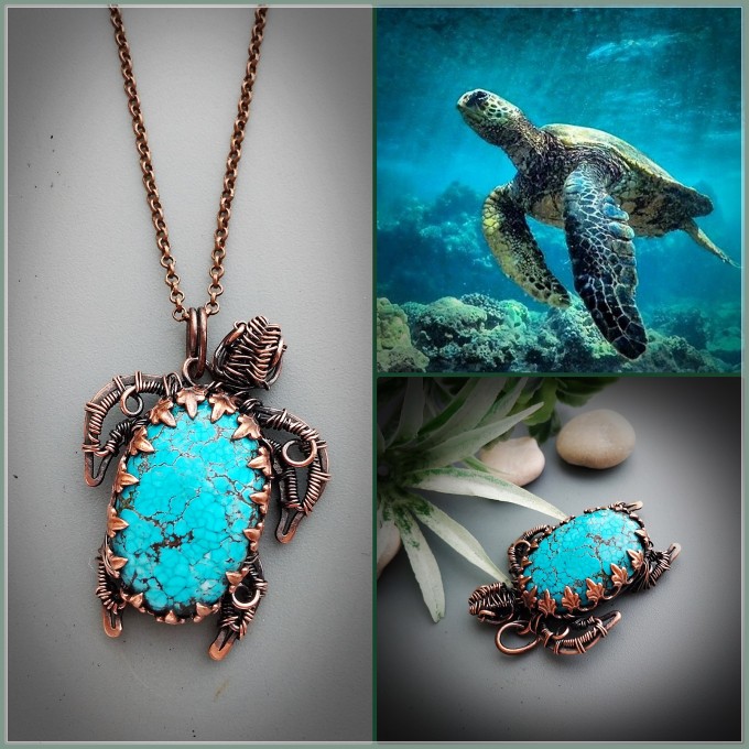 Turquoise turtle necklace