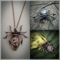 Larvikite spider necklace