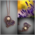 Citrine and amethyst heart necklace
