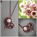 Rose quartz and tourmaline heart necklace