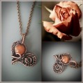 Peach moonstone heart necklace