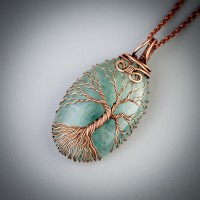 Aquamarine tree of life necklace