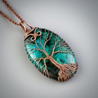 Chrysocolla tree of life necklace