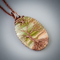 Green onyx tree of life necklace