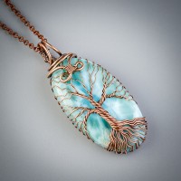 Larimar tree of life necklace