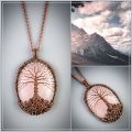 Rose quartz tree of life necklace