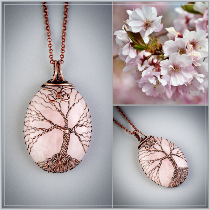 Rose quartz necklace for women