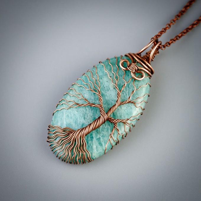 Amazonite tree of life necklace