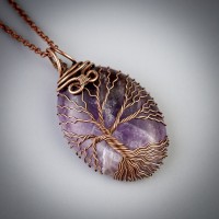 Amethyst tree of life necklace