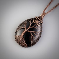 Black onyx tree of life necklace
