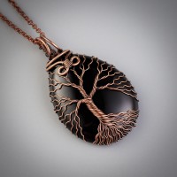 Black onyx tree of life necklace
