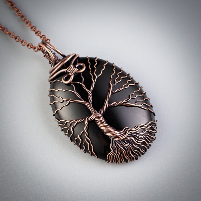 Black onyx tree of life necklace 