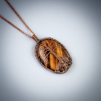 Tiger eye tree of life pendant