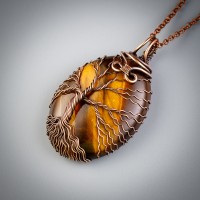 Tiger eye tree of life necklace