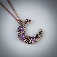 Amethyst crescent moon necklace